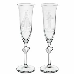 Best Sale ⭐ Disney Glass Flute Set - Personalizable Cinderella And Prince Charming By Arribas -- 2-Pc. ????