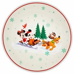 Deals ???? Disney Dessert Plate - Happy Holidays - Santa Mickey Mouse & Friends ????