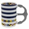 Outlet ???? Disney Coffee Mug - Mickey Icon Nautical Striped ✨
